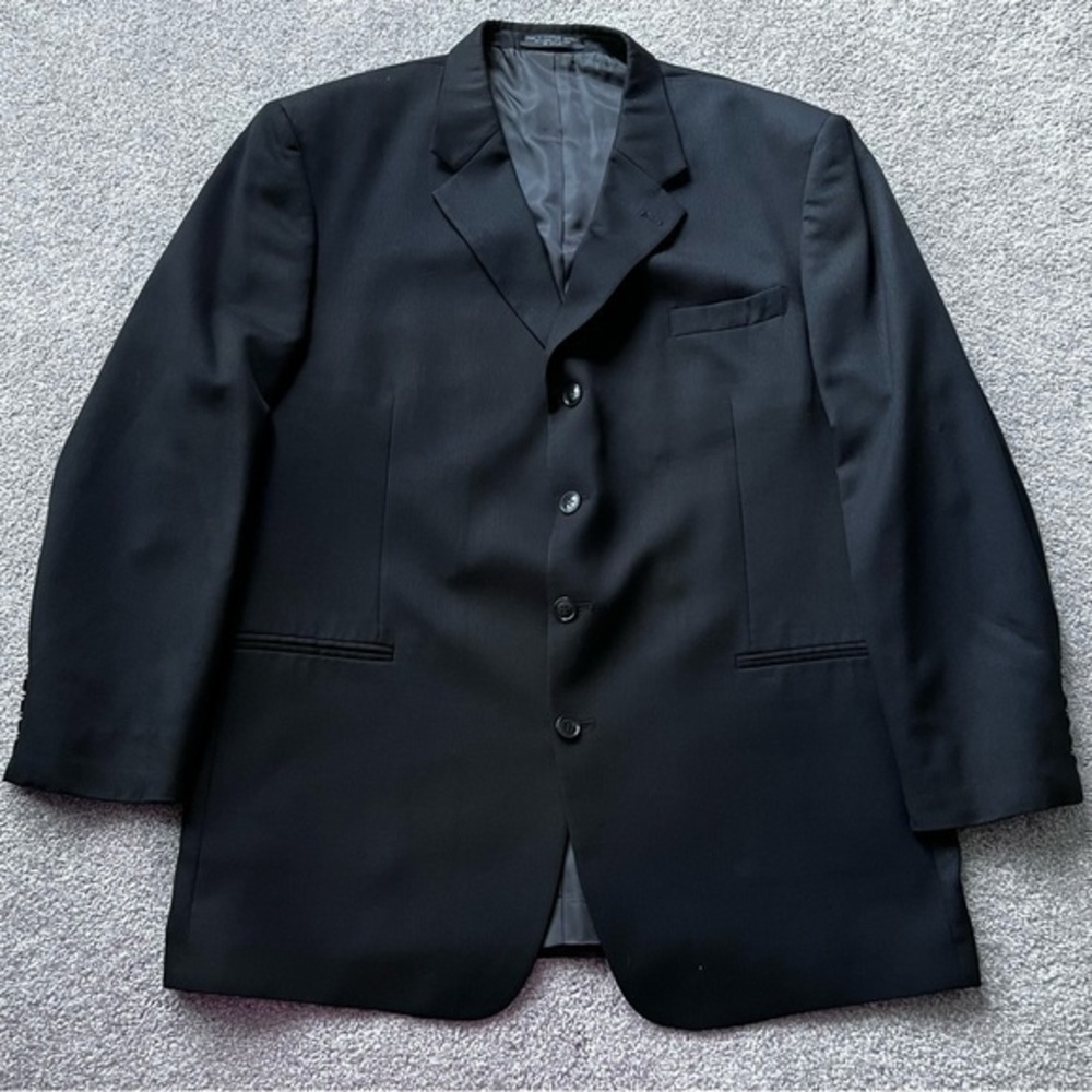 Albert Nipon mens black wool/silk blend suit jacket size L48